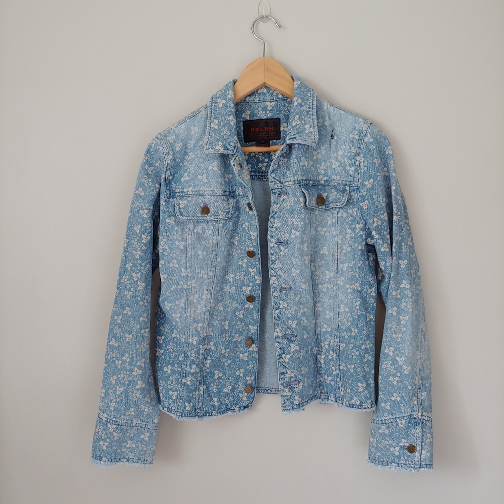 RALPH Ralph Lauren Denim Jean Jacket Floral Vintage Size Medium 90s